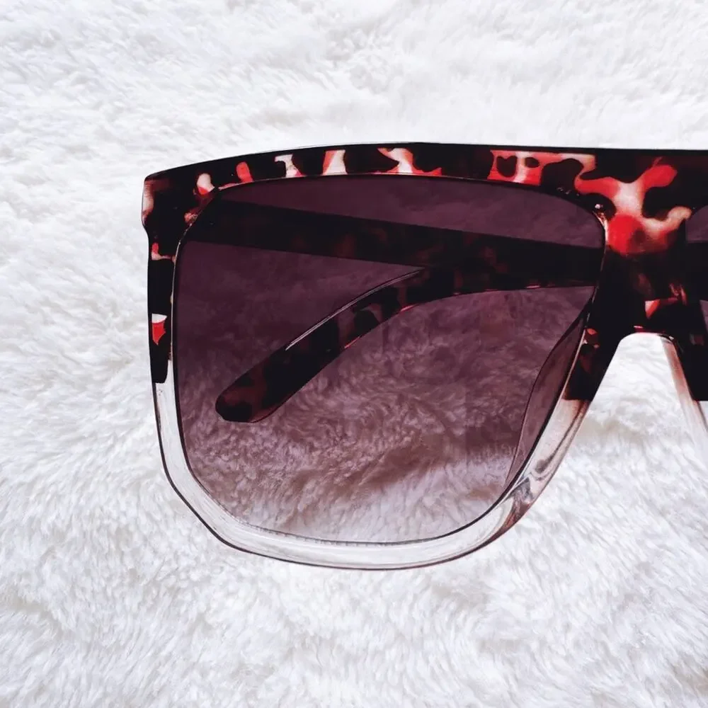 Kira Tortoise Brown & Clear Oversized Sunglasses